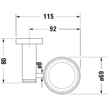 Duravit 99201000 - Seinään asennettava hammasharjateline D-CODE oikea, kiiltävä kromi