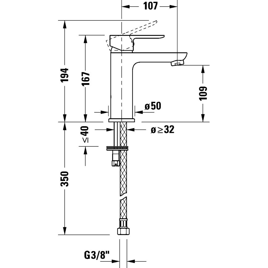 Duravit DC1023002046 - Pesuallosekoitin D-CODE mattamusta
