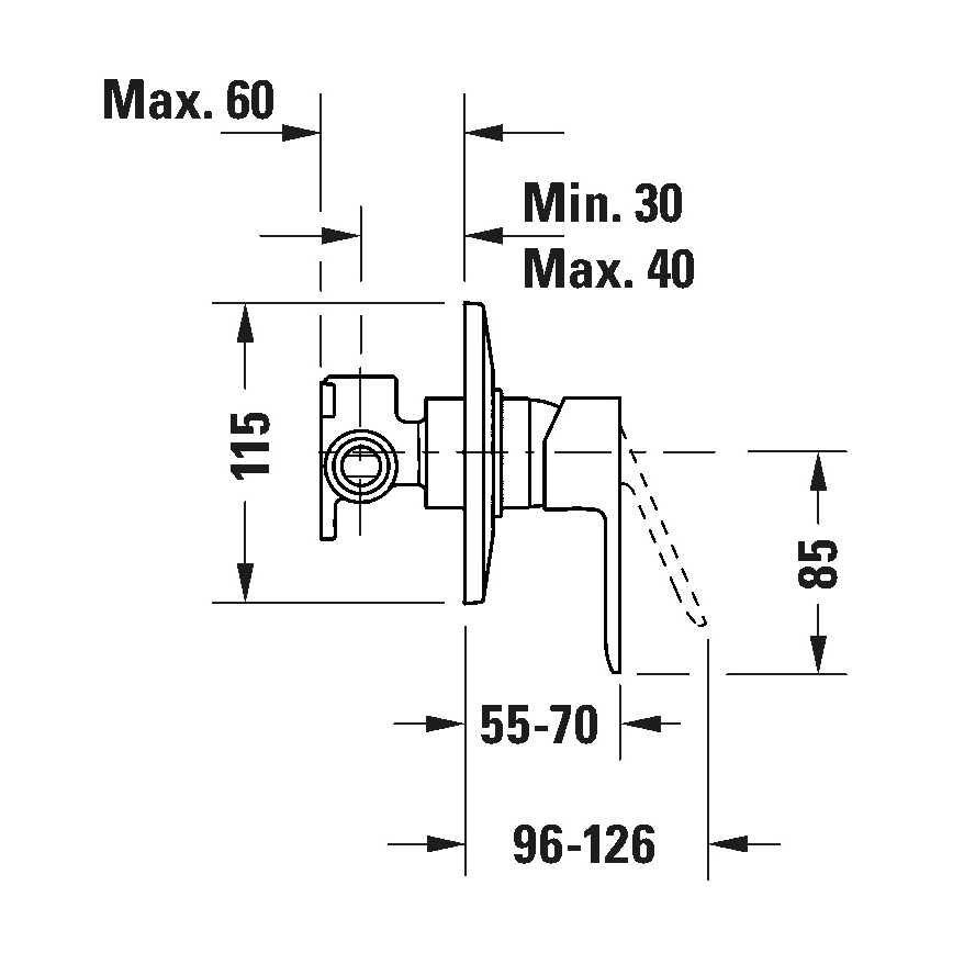 Duravit DC4210007046 - Suihkuhana uppoasennukseen D-CODE mattamusta