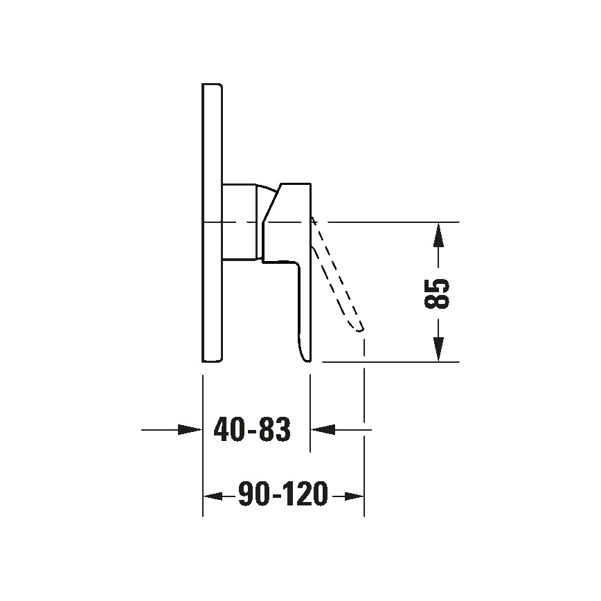 Duravit DC4210010046 - Suihkuhana uppoasennukseen D-CODE mattamusta