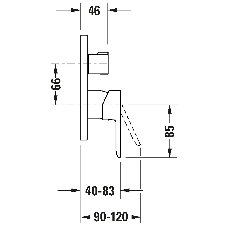 Duravit DC5210012046 - D-CODE ammehana piilotettuun asennukseen, mattamusta