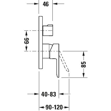 Duravit DC5210018010 - D-CODE kylpyammehana piilotettuun asennukseen, kiiltävä kromi