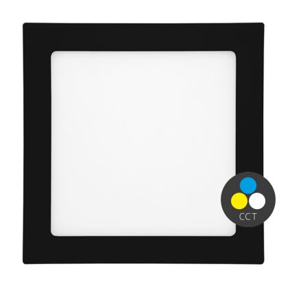LED Kylpyhuoneen upotettava valo RAFA LED/18W/230V 3000/4000/6000K 22x22 cm IP44 musta