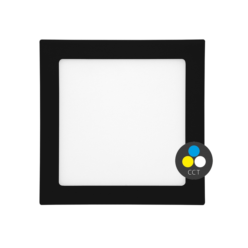 LED Kylpyhuoneen upotettava valo RAFA LED/18W/230V 3000/4000/6000K 22x22 cm IP44 musta