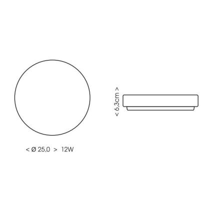 LED-kattovalaisin kylpyhuoneeseen LIRA LED/12W/230V 4000K halkaisija 25 cm IP44 musta