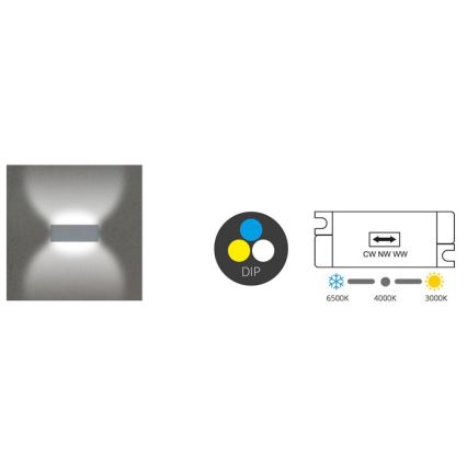 LED-ulkoseinävalaisin BRICK 2xLED/6W/230V 3000/4000/6500K IP65 musta