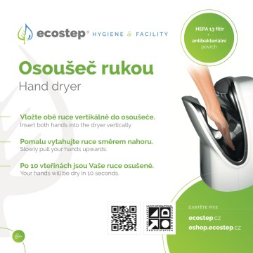 EcoStep 100001 - Informatiivinen kyltti käsienkuivaimelle R1.1 CZ/ENG
