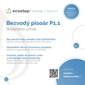 EcoStep 100002 - Selkeä opaste vedettömälle pisuaarille P1.1 CZ/ENG