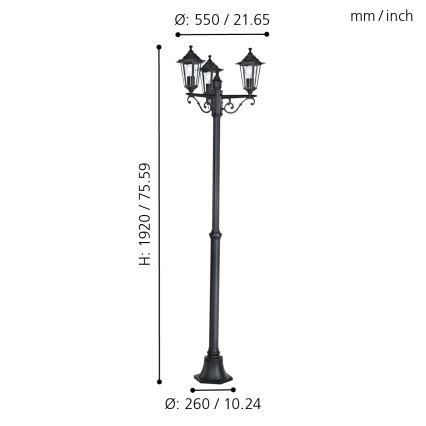 EGLO 22145 - Ulkovalaisin LATERNA 4 3xE27/60W/230V IP44