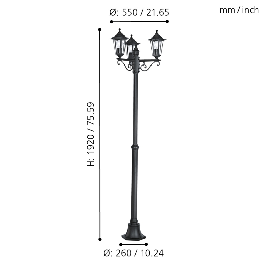 EGLO 22145 - Ulkovalaisin LATERNA 4 3xE27/60W/230V IP44