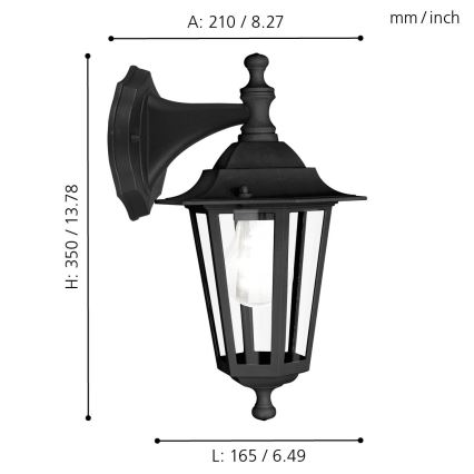 EGLO 22467 - Ulkoseinävalaisin LATERNA 4 1xE27/60W musta