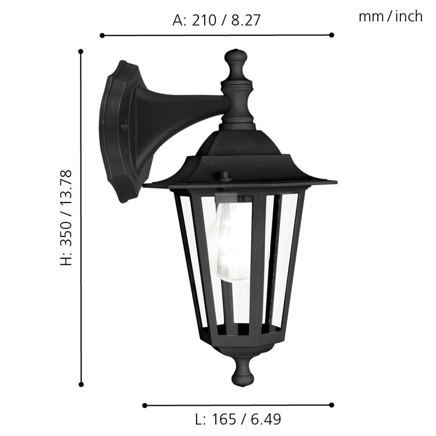 EGLO 22467 - Ulkoseinävalaisin LATERNA 4 1xE27/60W musta