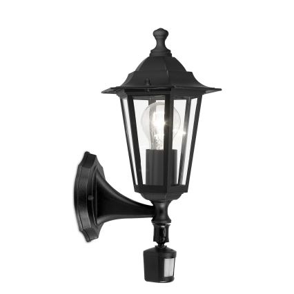 EGLO 22469 - Ulkoseinävalaisin anturilla LATERNA 1xE27/60W musta