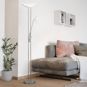 Eglo 25869 - Himennettävä lattiavalaisin BAYA 1xR7s/230W/230V + 1xG9/33W mattakromi