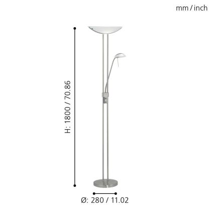 Eglo 25869 - Himmennettävä lattiavalaisin BAYA 1xR7s/230W/230V + 1xG9/33W mattakromi