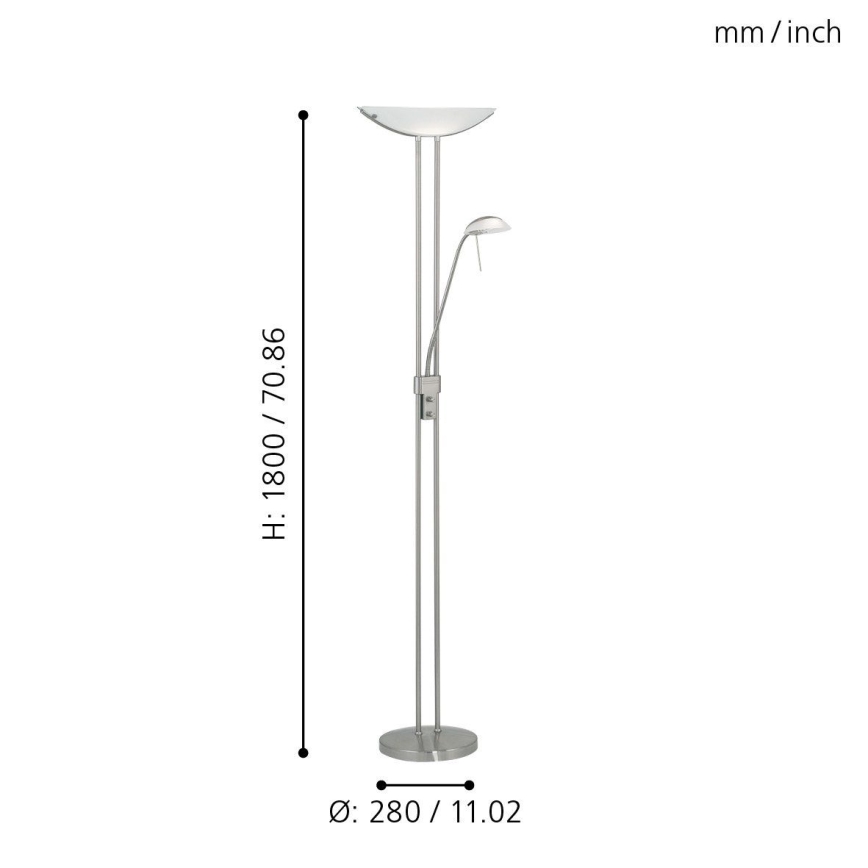Eglo 25869 - Himmennettävä lattiavalaisin BAYA 1xR7s/230W/230V + 1xG9/33W mattakromi