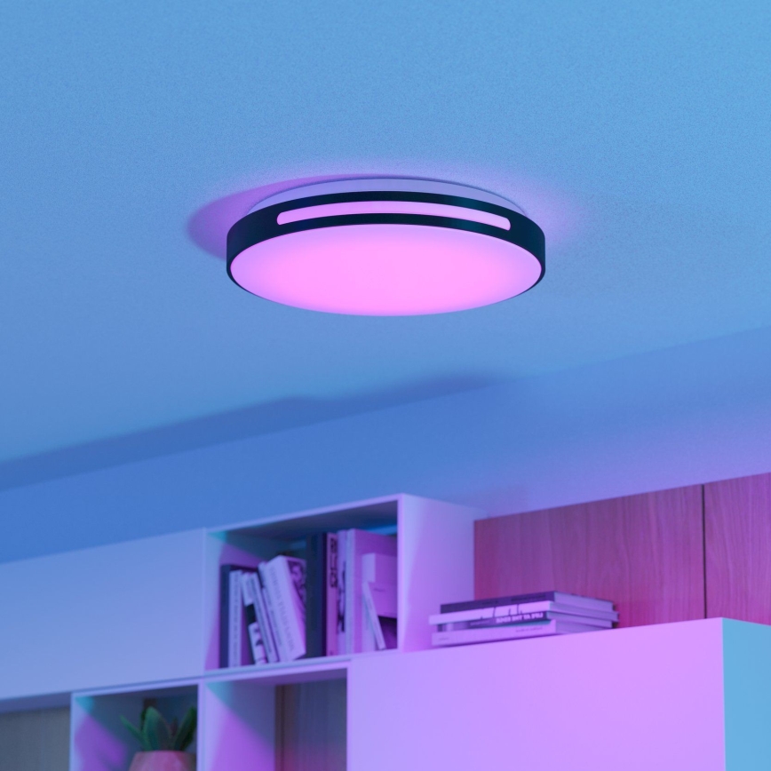 Eglo 300687 - LED RGBW Himennettävä kattovalaisin MONTEGRANARO-Z LED/18,5W/230V 2700-6500K halkaisija 39,4 cm musta + kaukosäädin