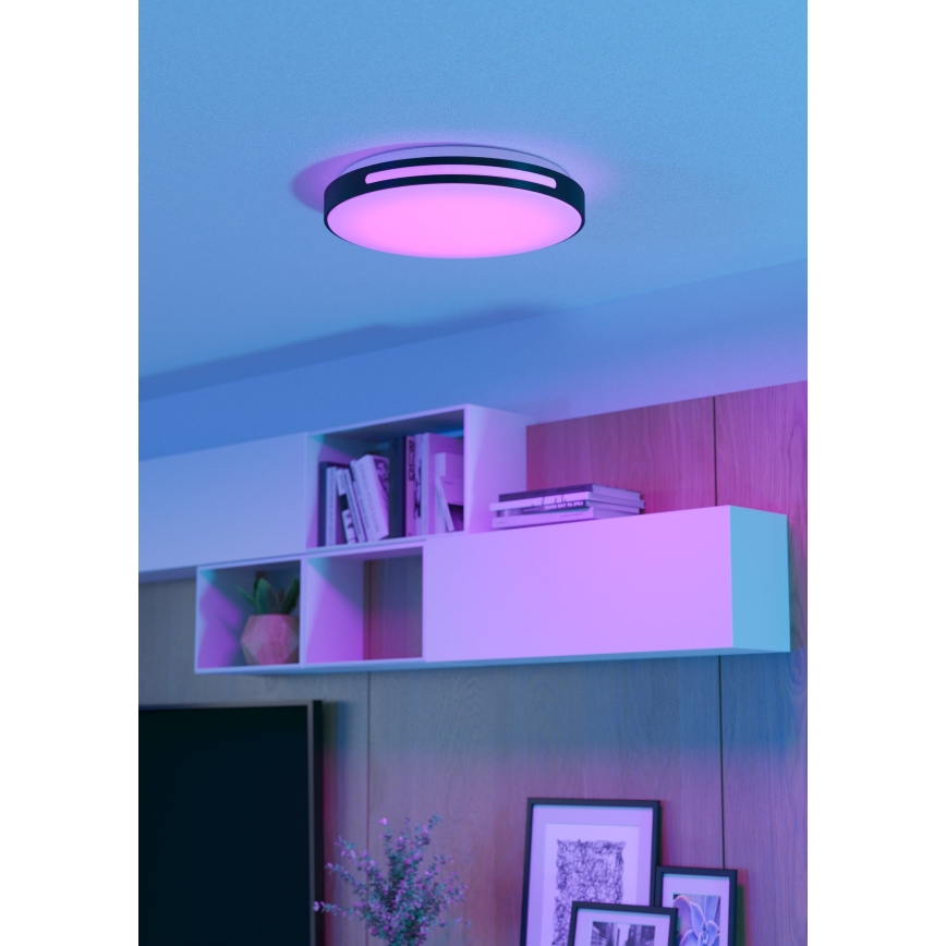 Eglo 300687 - LED RGBW Himennettävä kattovalaisin MONTEGRANARO-Z LED/18,5W/230V 2700-6500K halkaisija 39,4 cm musta + kaukosäädin