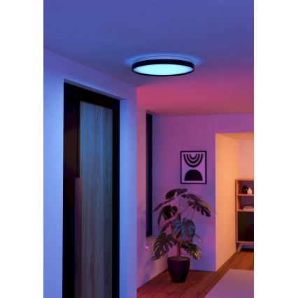 Eglo 300692- LED RGBW-himmennettävä kattovalaisin MOZONCILLO-Z LED/28,3W/230V 2700-6500K Ø 48,4 cm musta + kaukosäädin