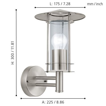 Eglo 30184 - Ulkovalaisin LISIO 1xE27/60W/230V IP44