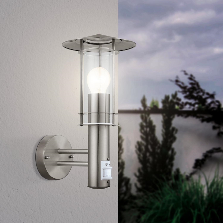 EGLO 30185 - Ulkoseinävalaisin anturilla LISIO 1xE27/60W/230V IP44