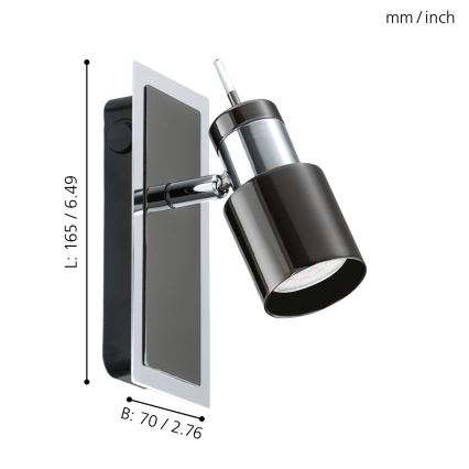 Eglo 30832 - LED-kohdevalaisin DAVIDA 1 1xGU10/5W/230V musta