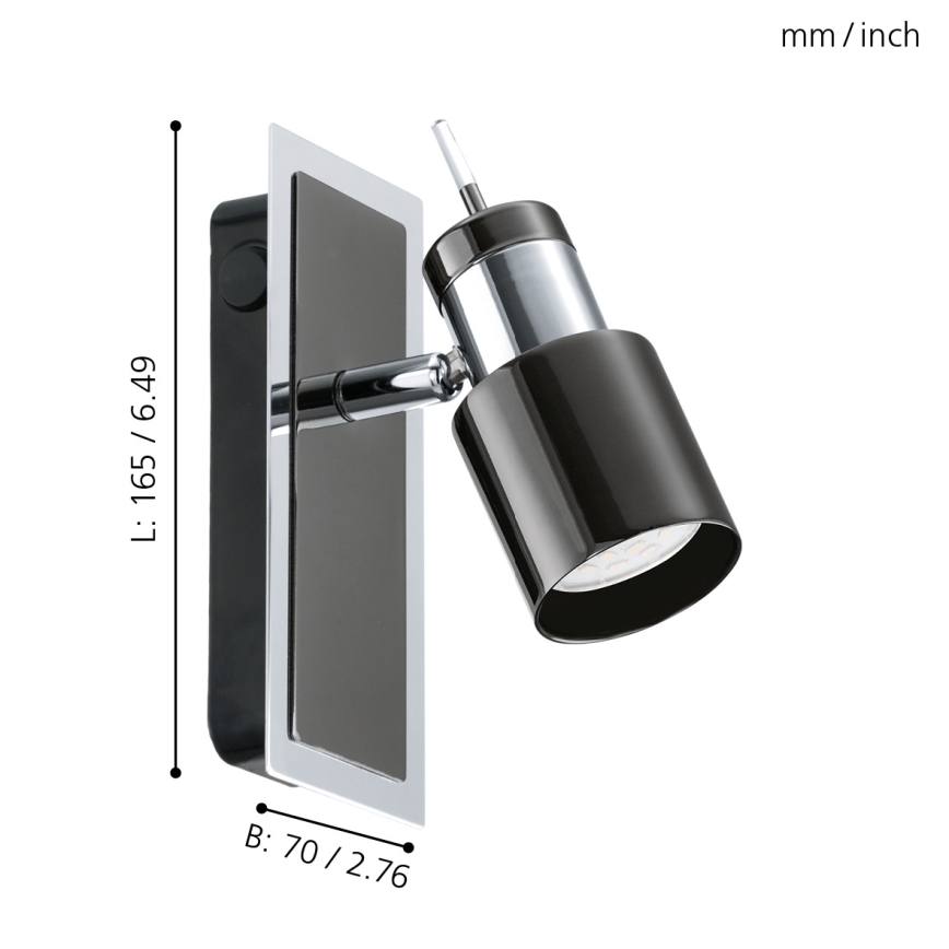 Eglo 30832 - LED-kohdevalaisin DAVIDA 1 1xGU10/5W/230V musta
