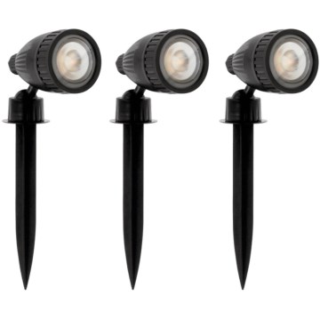 Eglo 31028 - Setti 3x LED RGBW ulkovalaisin NEMA-C 1xGU10/5W/230V 2700-6500K IP44 musta + kaukosäädin