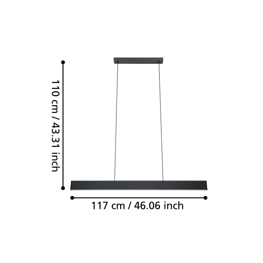 Eglo 31433 - LED RGBW Himmennettävä kattokruunu johdossa ANDREAS-Z LED/38W/230V 2700-6500K musta