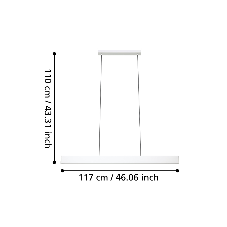 Eglo 31436 - LED RGBW Himmennettävä kattokruunu johdossa ANDREAS-Z LED/38W/230V 2700-6500K valkoinen