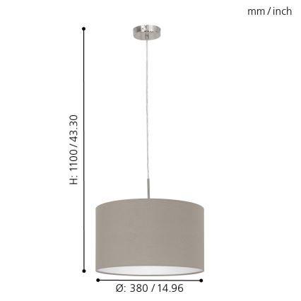 Eglo 31572 - Kattokruunu narulla PASTERI 1xE27/60W/230V