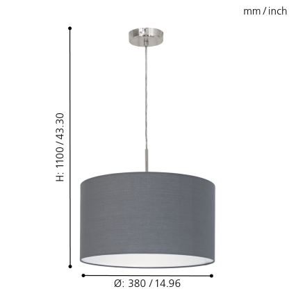 Eglo 31573 - Kattokruunu narulla PASTERI 1xE27/60W/230V
