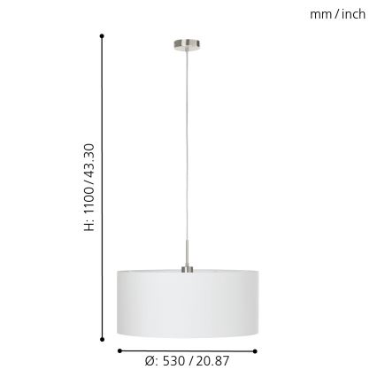 Eglo 31575 - Kattokruunu narulla PASTERI 1xE27/60W/230V