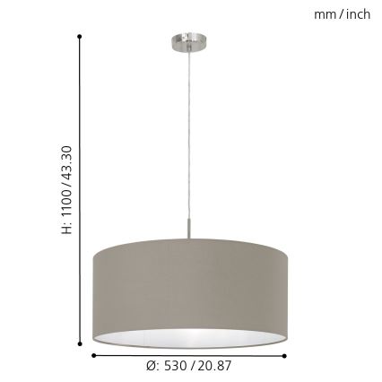 Eglo 31576 - Kattokruunu narulla PASTERI 1xE27/60W/230V