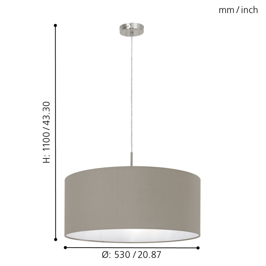 Eglo 31576 - Kattokruunu narulla PASTERI 1xE27/60W/230V