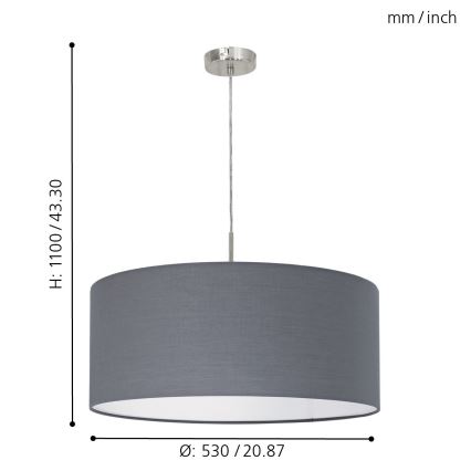 Eglo 31577 - Kattokruunu narulla PASTERI 1xE27/60W/230V