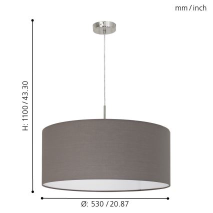 Eglo 31578 - Kattokruunu johdossa PASTERI 1xE27/60W/230V