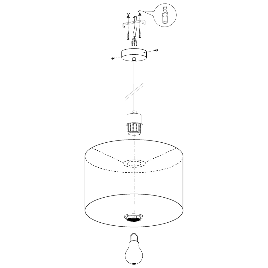Eglo 31578 - Kattokruunu johdossa PASTERI 1xE27/60W/230V