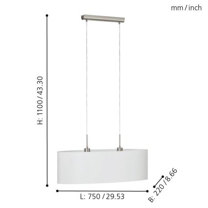 Eglo 31579 - Kattokruunu narulla PASTERI 2xE27/60W/230V