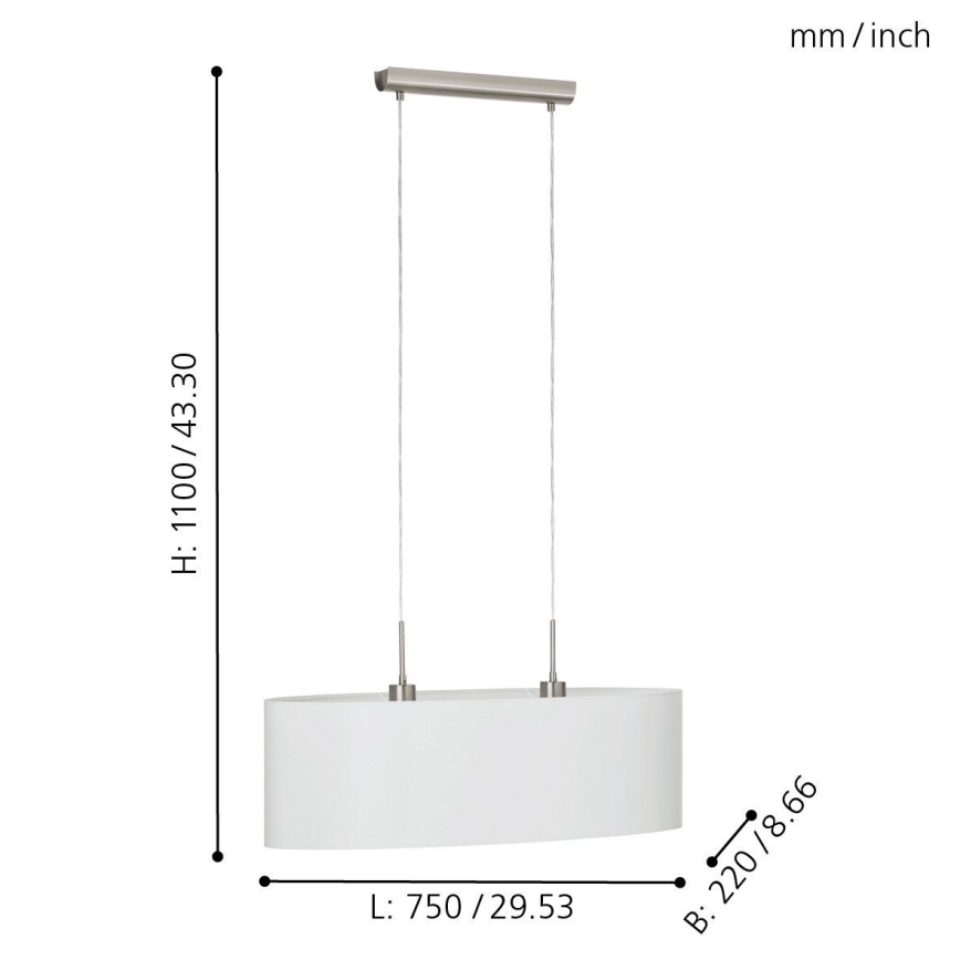 Eglo 31579 - Kattokruunu narulla PASTERI 2xE27/60W/230V
