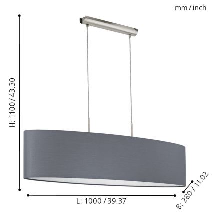 Eglo 31586 - Kattokruunu narulla PASTERI 2xE27/60W/230V
