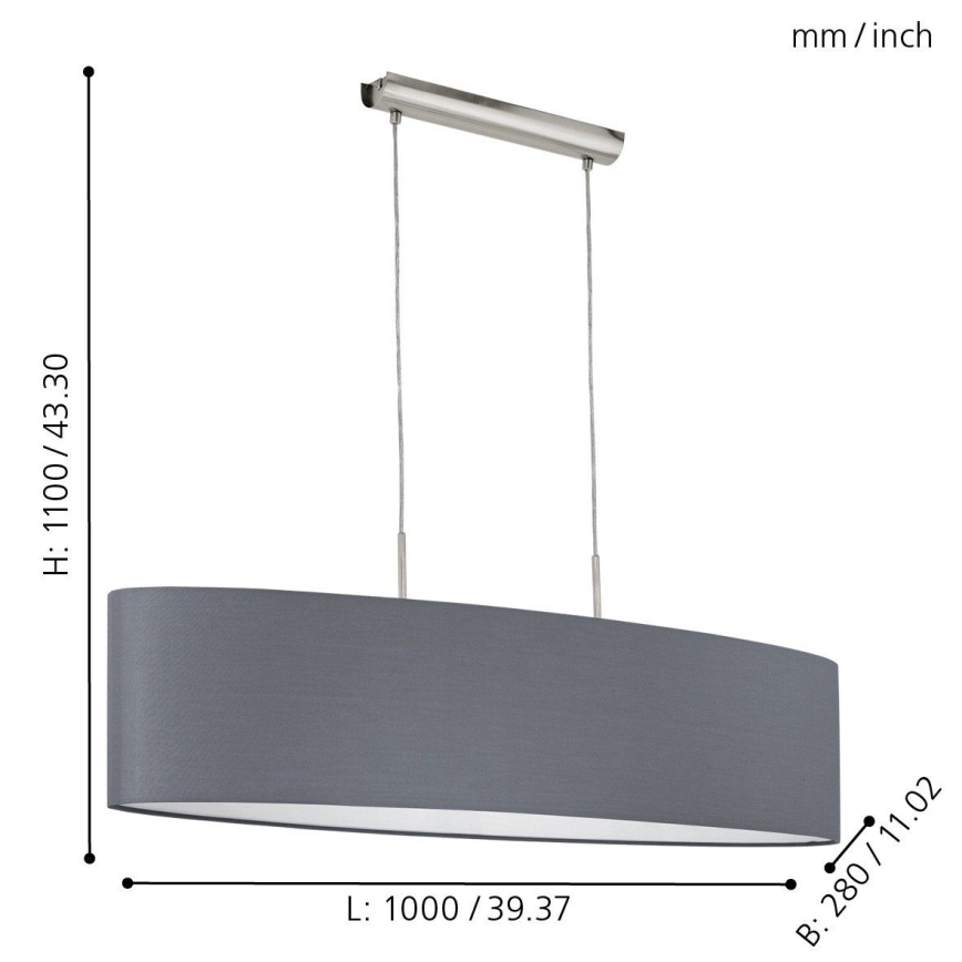 Eglo 31586 - Kattokruunu narulla PASTERI 2xE27/60W/230V