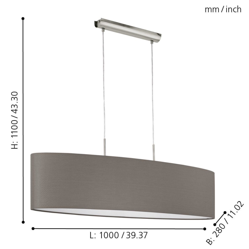 Eglo 31587 - Kattokruunu narulla PASTERI 2xE27/60W/230V