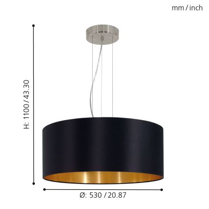 Eglo 31605 - Kattokruunu narulla MASERLO 3xE27/60W/230V