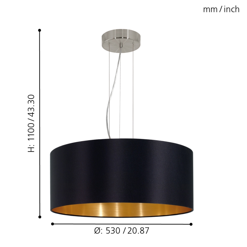 Eglo 31605 - Kattokruunu narulla MASERLO 3xE27/60W/230V