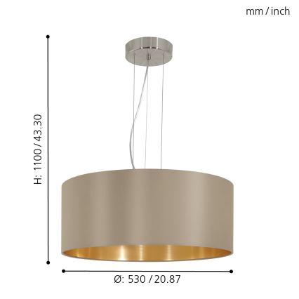 Eglo 31607 - Kattokruunu narulla MASERLO 3xE27/60W/230V