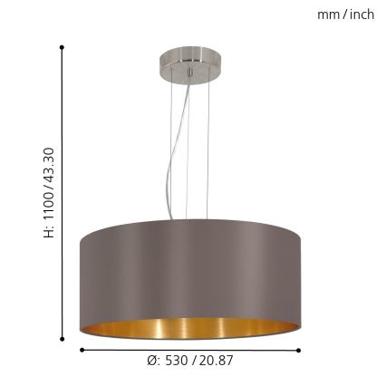Eglo 31608 - Kattokruunu narulla MASERLO 3xE27/60W/230V