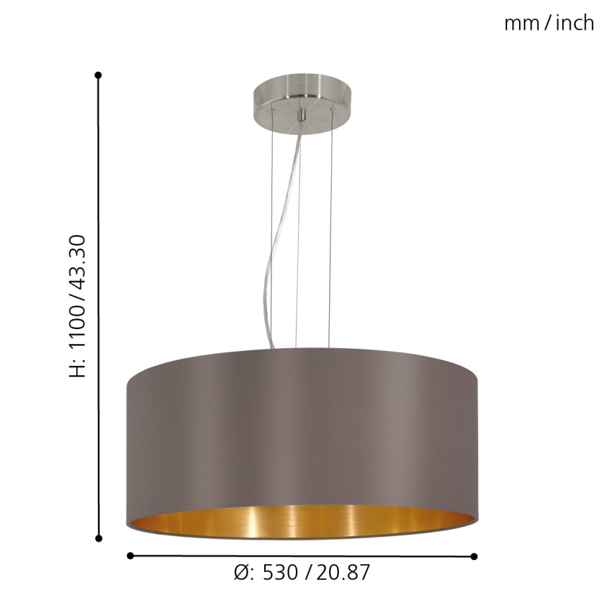 Eglo 31608 - Kattokruunu narulla MASERLO 3xE27/60W/230V