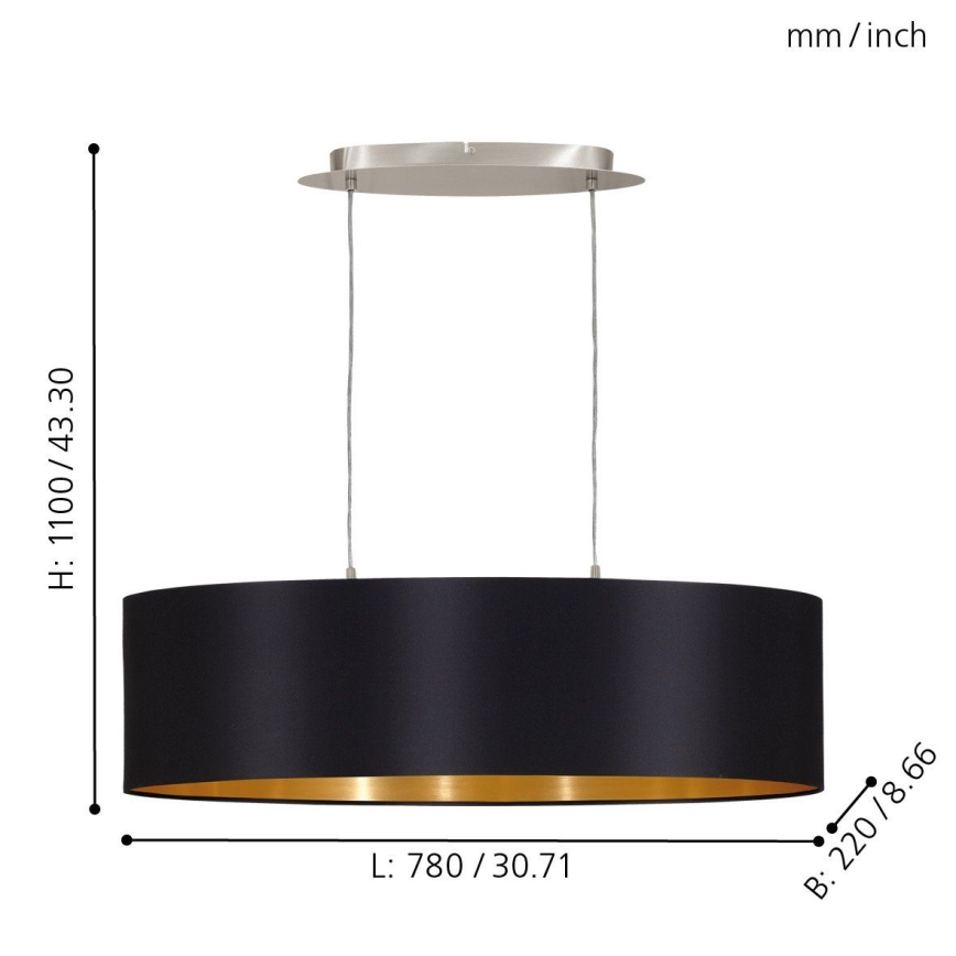 Eglo 31611 - Kattokruunu narulla MASERLO 2xE27/60W/230V