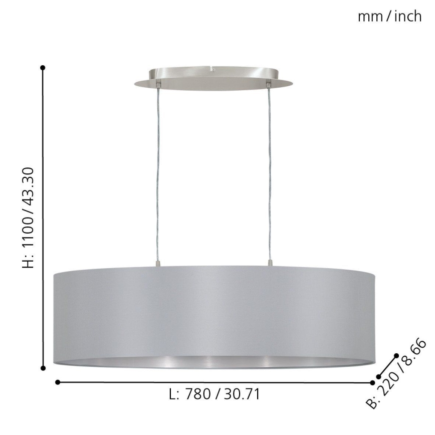 Eglo 31612 - Kattokruunu narulla MASERLO 2xE27/60W/230V